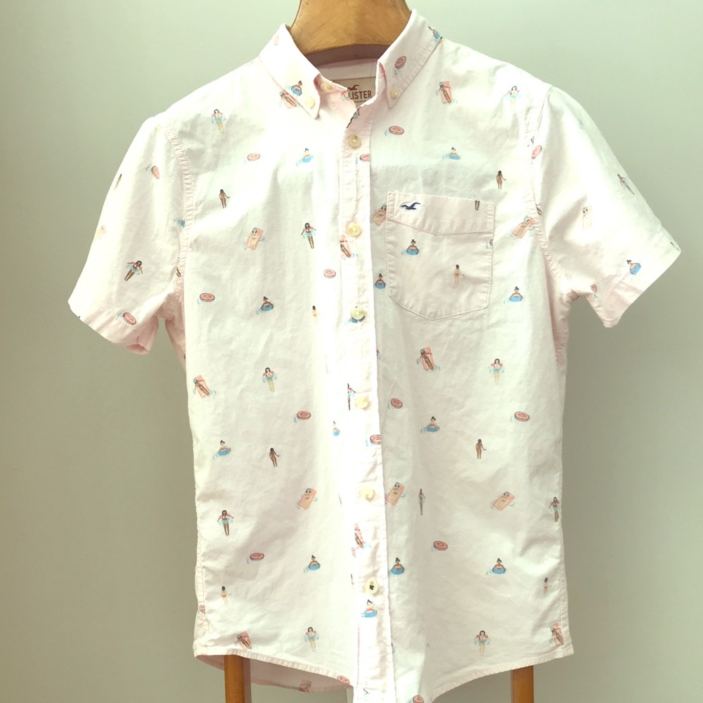 Hollister pink button down shirt M